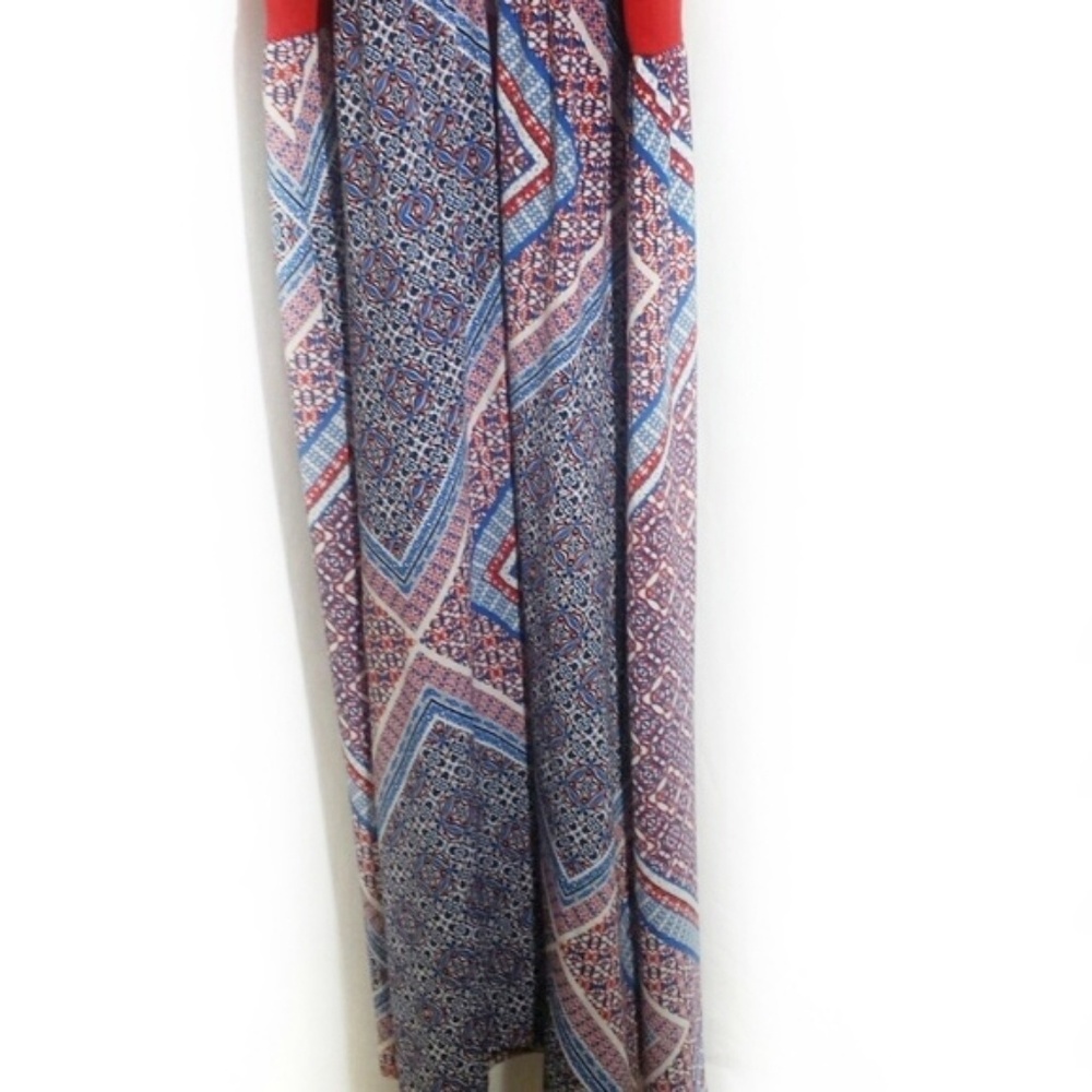 Ashley Stewart Maxi Dress Red Blue Print - Picture 7 of 8
